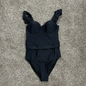 Albion The Lady one piece black swim suit bathing suit XS swimwear